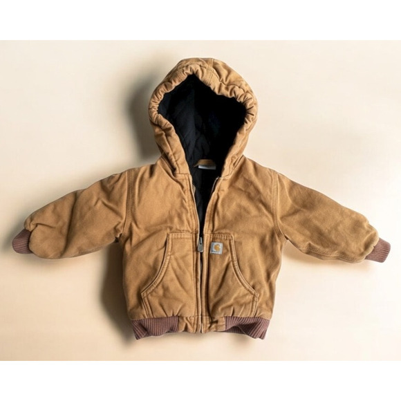 Carhartt Baby Toddler Jacket 18M Brown Hooded Quilt Lined Full Zip Coat 18 Month - Picture 15 of 15